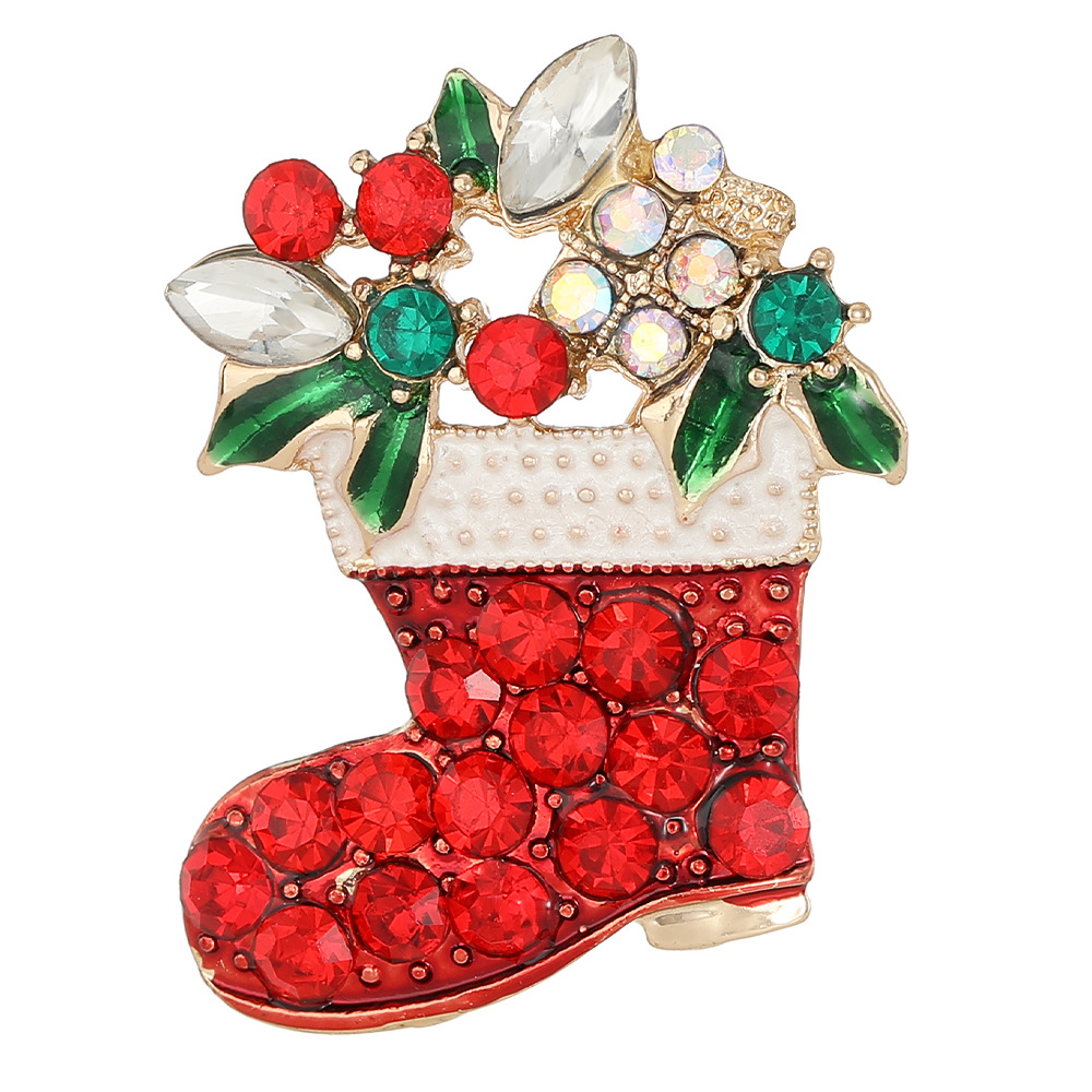 Fábrica al por mayor regalo de Navidad broche Navidad copo de nieve alce Garland Bell transfronterizo árbol de Navidad aceite goteo joyería