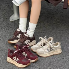 真皮老爹鞋女2025秋季新款小众复古系带运动休闲鞋百搭厚底阿甘鞋
