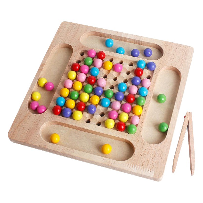 Utilice los palillos para recortar cuentas diversión xiaoxiaole juguetes educativos coordinación mano-ojo entrenamiento rompecabezas de madera cabeza cuentas clip juego de pelota