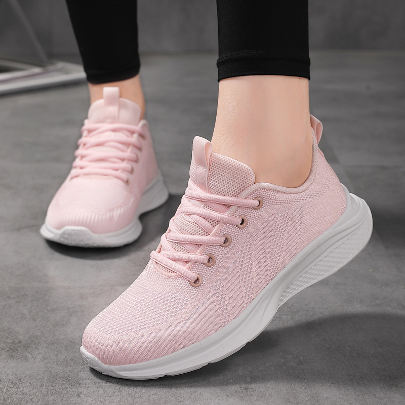 Cross-border plus size women's shoes running shoes spring and summer 2023 middle school students light breathable fly woven casual shoes women's travel shoes