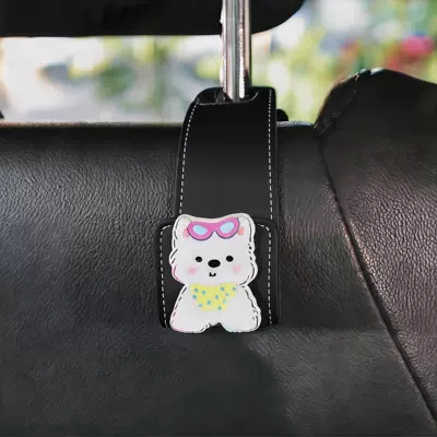 Car hanging, hook, multifunctional rear storage - black-hook-pink-glasses-puppy