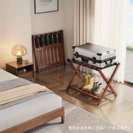 跨境木质家用多层收纳置物架酒店手提箱可折叠收纳架行李箱木质支