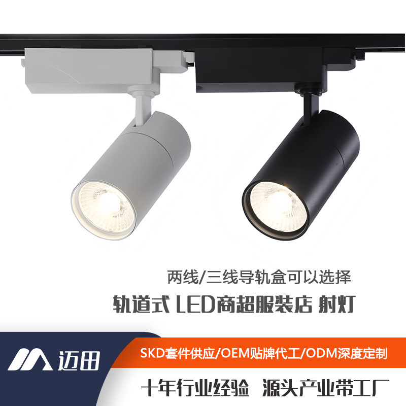 Maitian Lighting Aluminum Shell Led Track Spotlight with Cri≥95, Button Control, 220V, Specially for Cross-Border Export