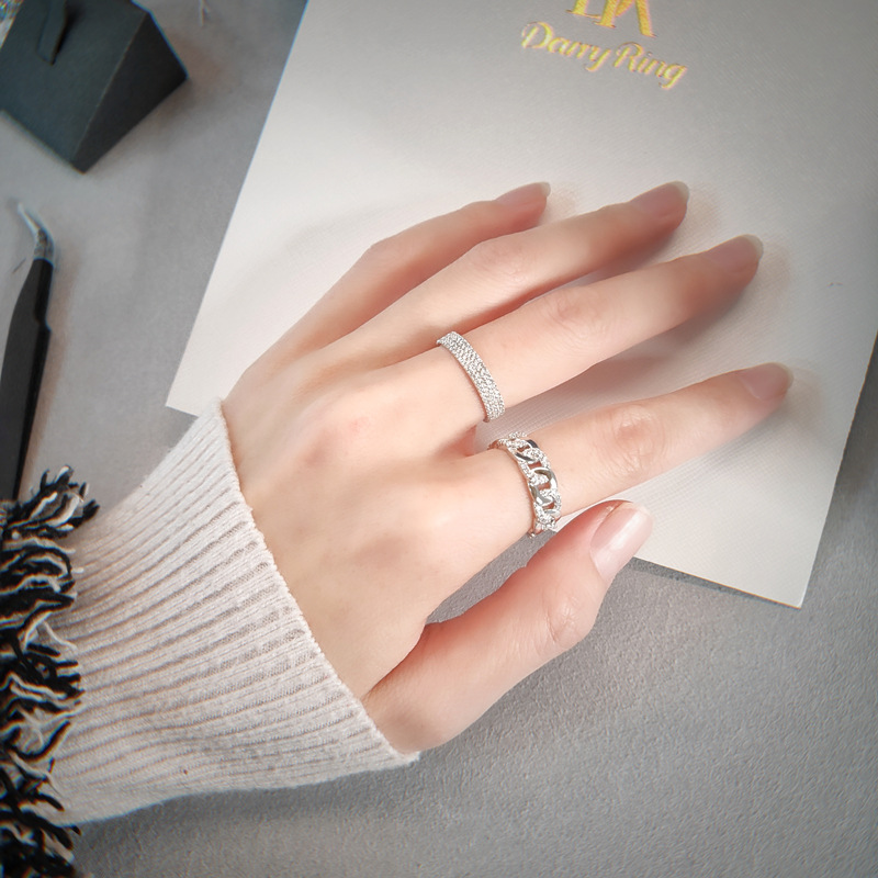 Fashion Geometric Sterling Silver Inlay Zircon Rings 1 Piece