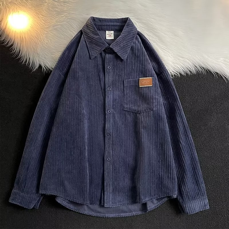 Camisa de todo fósforo estilo Harajuku otoño e invierno retro camisa de manga larga para hombre bf marca de moda casual suelta simple y hermosa chaqueta