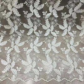 新款网纱骨绳朵花高密度优质婚纱晚礼服蕾丝刺绣花边辅料服装面料