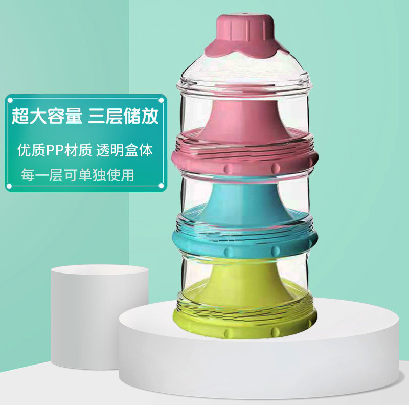 Baby Milk Powder Box Portable Large-Capacity Baby Packaging Storage Tank Mini Layered 3 Compartments 6 Layers Sealed