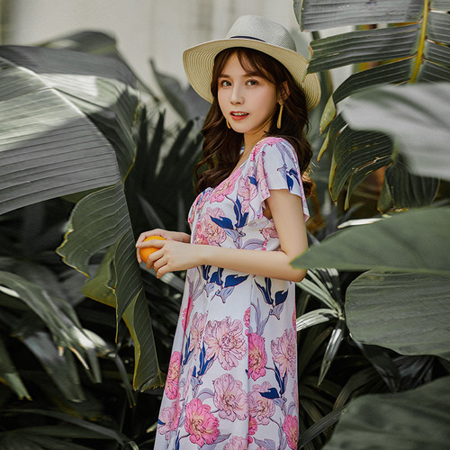 Women's plus-size one-piece swimsuit, middle-aged mother style, flesh-hiding conservative dress-style floral fashion swimsuit, factory direct sale