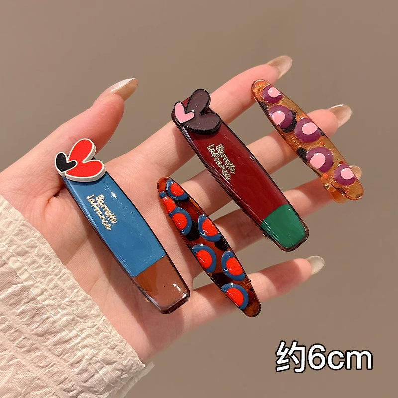 可爱彩色无痕发夹女前额碎发刘海夹高级感侧边一字鸭嘴夹发卡头饰|undefined