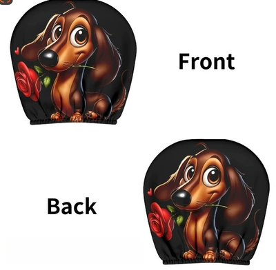 Universal seat cover: seat cover - rose-dog-double-sided-printing-1-piece