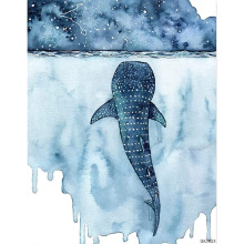 鯨魚鯊魚四件套船抽象風景裝飾畫帆布畫酒店配畫亞馬遜速賣通wish