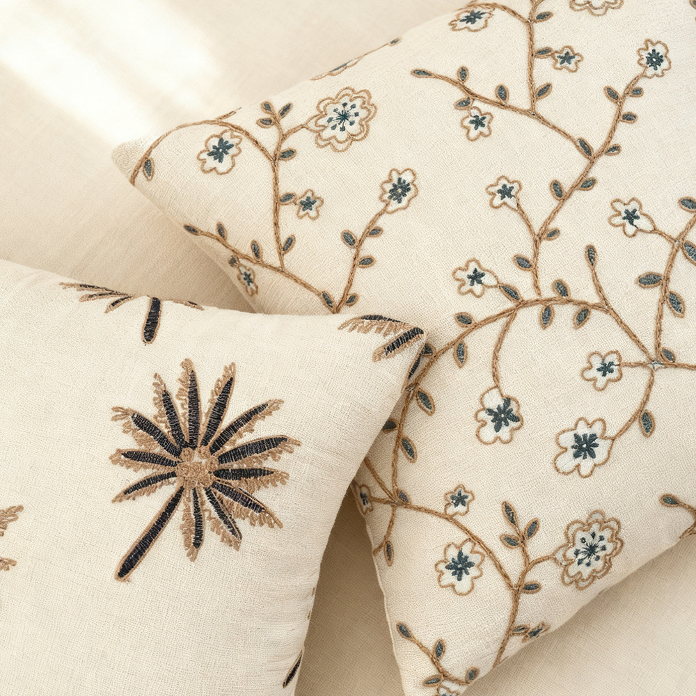 Cross-border nórdico ins almohada bordada floral bohemia retro sala de estar sofá dormitorio cojín de fiesta diaria
