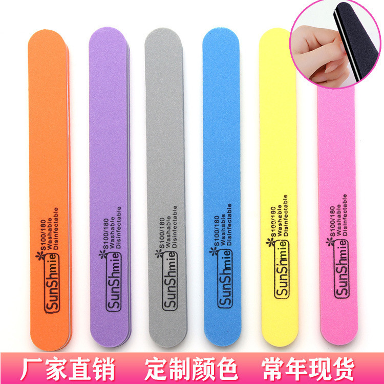 Factory direct straight sponge rub sponge nail file nail polish double-sided sanding file can be fixed LOGO