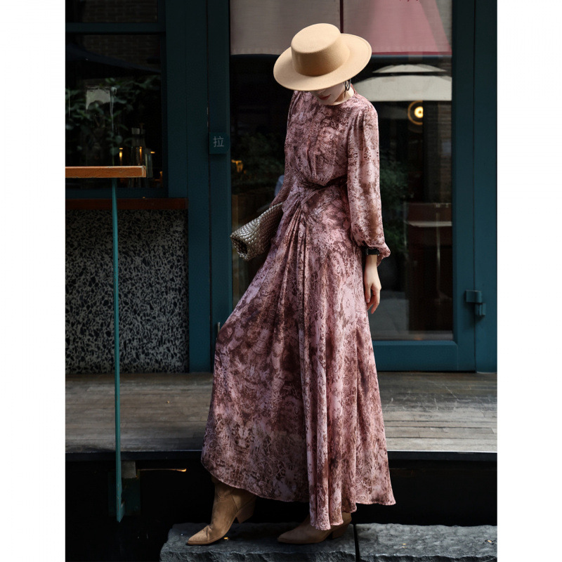 2026 Early Spring New Romantic Printed Elegant Long-Sleeved Long Skirt Spring & Fall Suit Versatile Goddess Dress Summer 2026 Early Spring New Romantic Printed Elegant Long-Sleeved Long Skirt Spring & Fall Suit Versatile Goddess Dress Summer