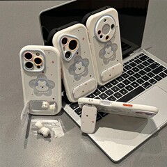 音乐耳机小狗支架适用苹果16手机壳15vivo奶油oppo小米华为mate60