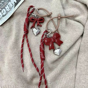 2025 new miu style angola red love braided rope key chain pendant bag decorative pendant key