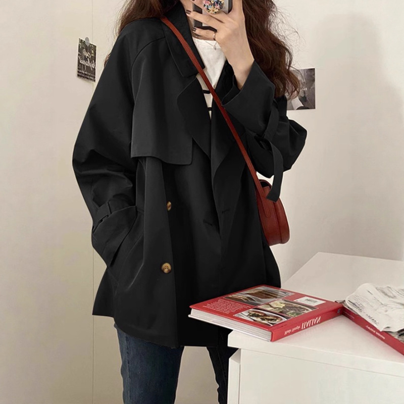 卡其色短款风衣外套女春秋季2025年韩版英伦风小个子休闲百搭大衣|undefined