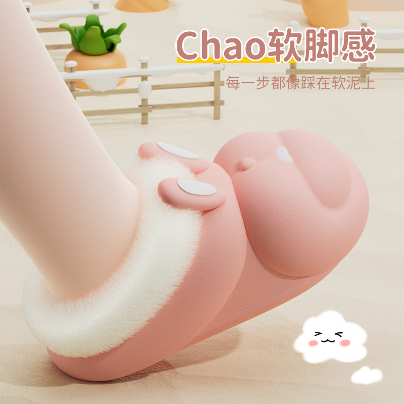 Zapatillas de algodón para niños otoño e invierno lindo conejo niñas forradas de vellón extraíbles y lavables zapatillas pequeñas medianas y grandes para niños zapatillas de algodón para niñas