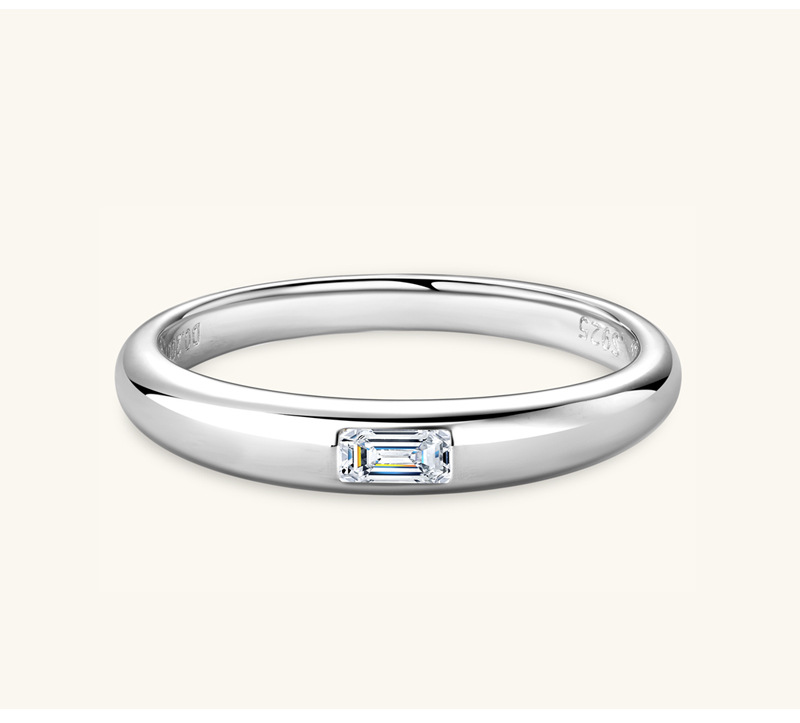 Einfacher Stil Geometrisch Sterling Silber Gra Überzug Inlay Moissanit Ringe display picture 9