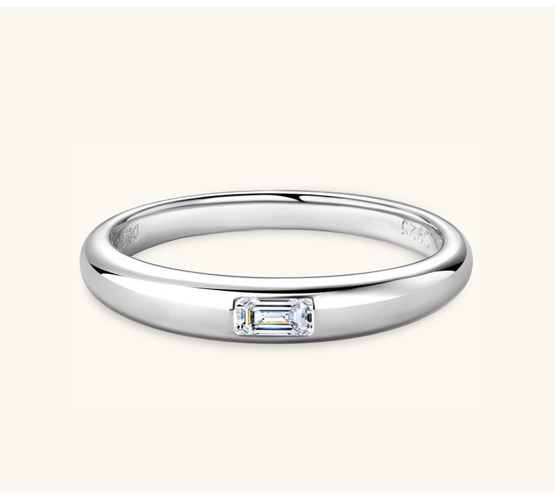 25g Weight Moissanite Inlay Material Rings Classification 1 Piece Quantity Daily Occasion 925 Sterling Silver Material Geometric Pattern Women's, Couple Gender GRA, Plating, Inlay Design INS Style, Simple Style Style Moissanite 925 Sterling Silver Rings Geometric Rings 8