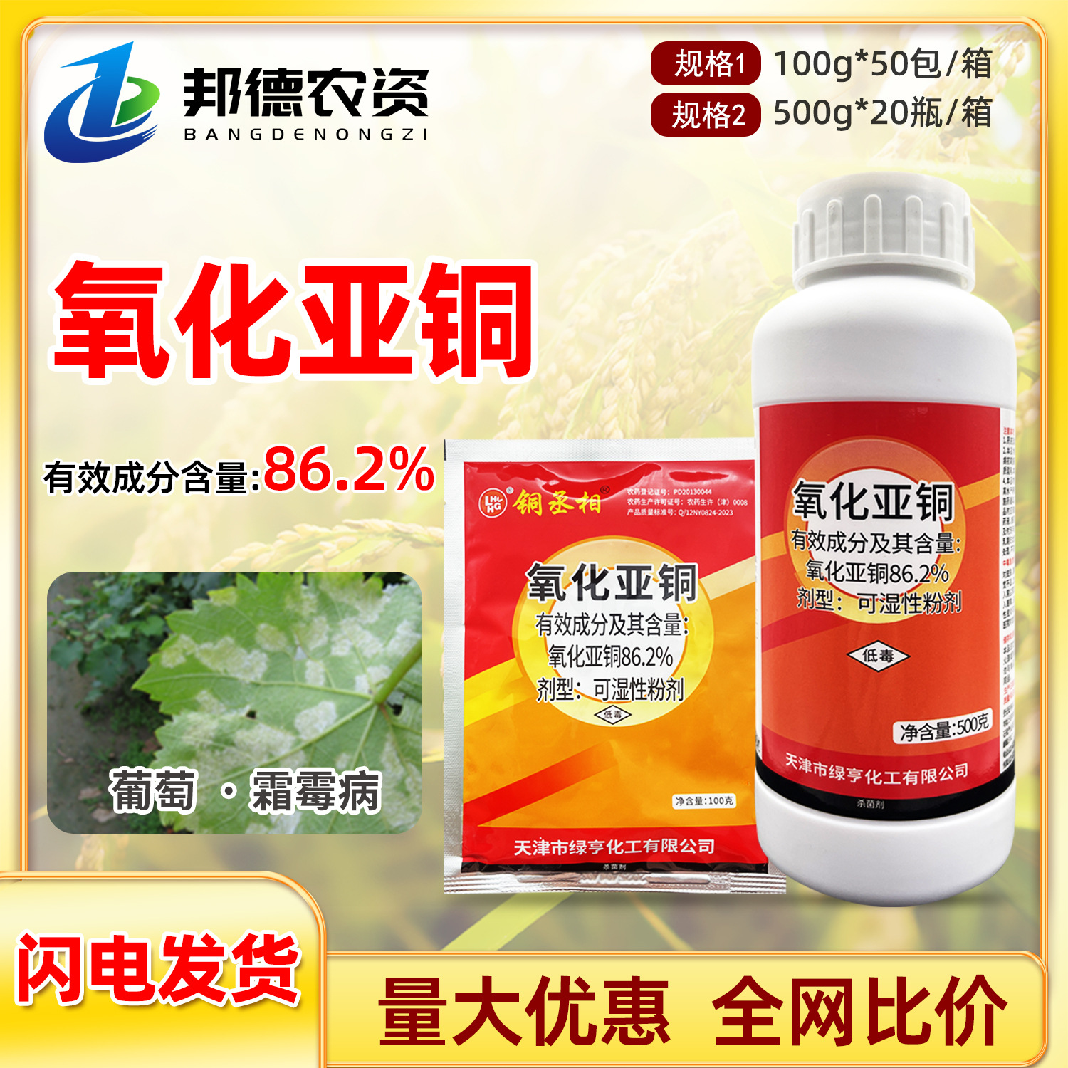 绿亨铜丞相 86.2%氧化亚铜防治水果葡萄霜霉病专用农药保护杀菌剂