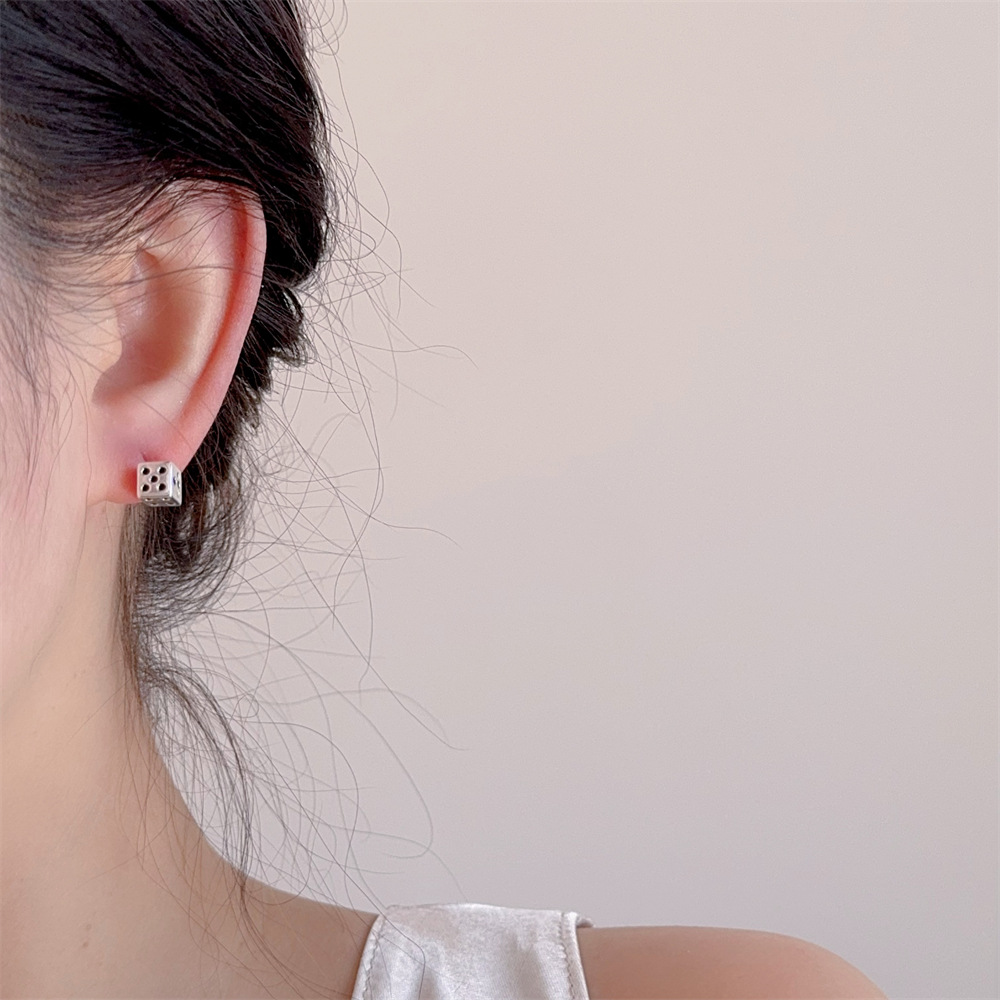 5g Weight 925 Sterling Silver Ear Needle Material Ear Studs Classification 1 Pair Quantity Daily Occasion Copper Material Geometric, Dice Pattern All Seasons Season Women's Gender Polished Finish IG Style, Basic, Simple Style Style 1 Pair IG Style Basic Simple Style Geometric Dice Copper Ear Studs 1