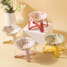 飞碟宠物碗日本pecolo泼墨碗陶瓷猫碗粮碗增高架猫狗通用代发批发