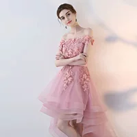 Sand evening dress, open shoulders, asymmetric cut