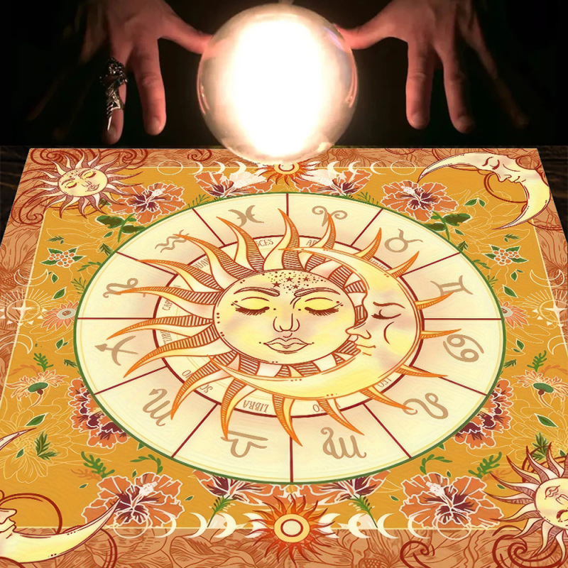 タロットテーブルクロスTarot Tablecloth布パッドタロット月相太陽生命樹綿布テーブルクロス|undefined