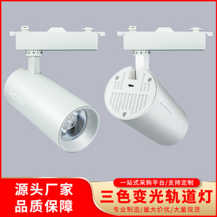 Factory Direct Sales Wholesale Three-Color Dimming Track Spotlights Shopping Mall Exhibition Hall Embedded Aluminum Heat Dissipation Adjustable Angle