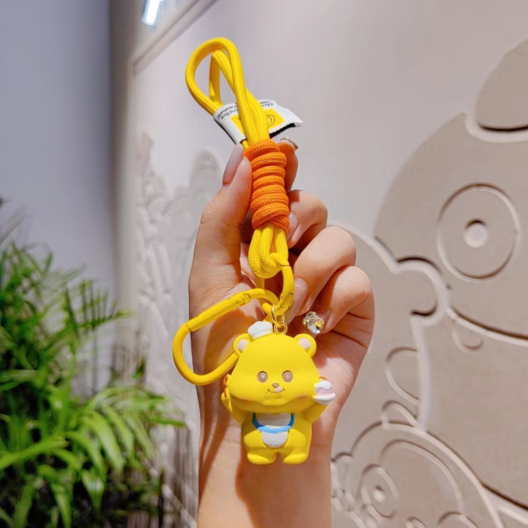 Llavero de oso de resina con colgante de muñeca de dibujos animados, cadena para teléfono móvil para mujer, llavero, colgante decorativo para bolso.