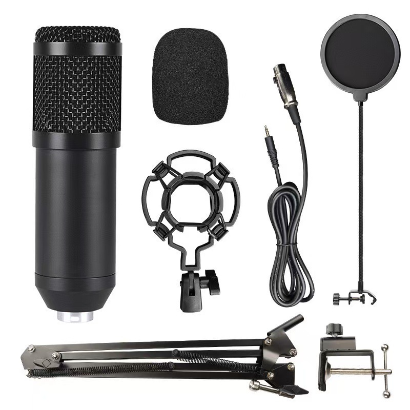 Micrófono de condensador BM800 con tarjeta de sonido V8 kit de transmisión en vivo y podcasting
