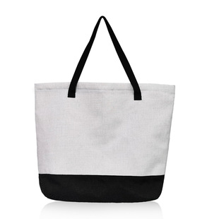 Customized Commuter Thermal Transfer Tote Bag Cotton Cloth Canvas Colorblock Large Capacity Portable Environmental Protection Shoulder Shopping Bag