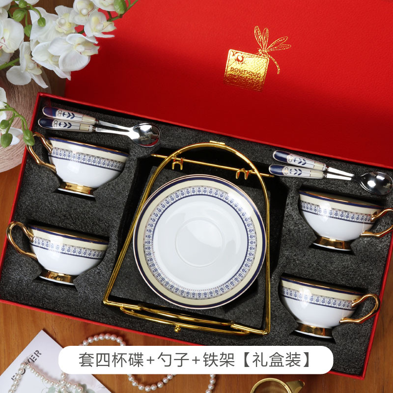 Tazas de café europeas de alta calidad, lujo ligero, sensación de alta calidad, set de té de la tarde, tazas de cerámica y platos