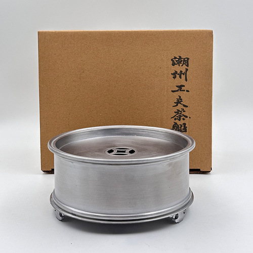 Handmade tin tea boat Kungfu tea sea tea set tray water tray dry brewing tea set household water storage small round tea tray