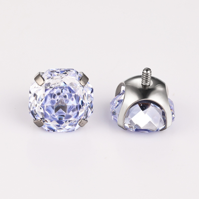 Zesen F136 Titanium Earrings Eight-sided Heart-cut Rose Cut Bowl-holder Round Bottom Earrings G23 Titanium Piercing Jewelry detail image 12