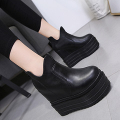 558-10 Heel Ultra High Heel Short Boots Waterproof Platform Clog Thick Bottom Round Toe Martin Boots Insole Increase Multi-purpose Single Boots Women 