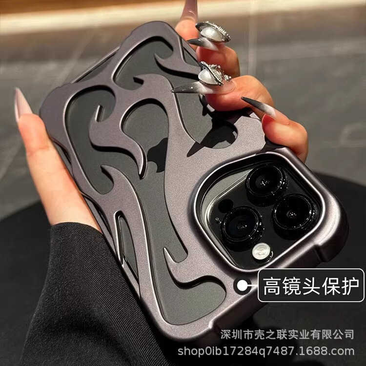 High-End Flame Cut Out Cooling Shell Suitable for Iphone17 Mobile Phone Case Apple 16Promax Electroplating Anti-Fall Soft
