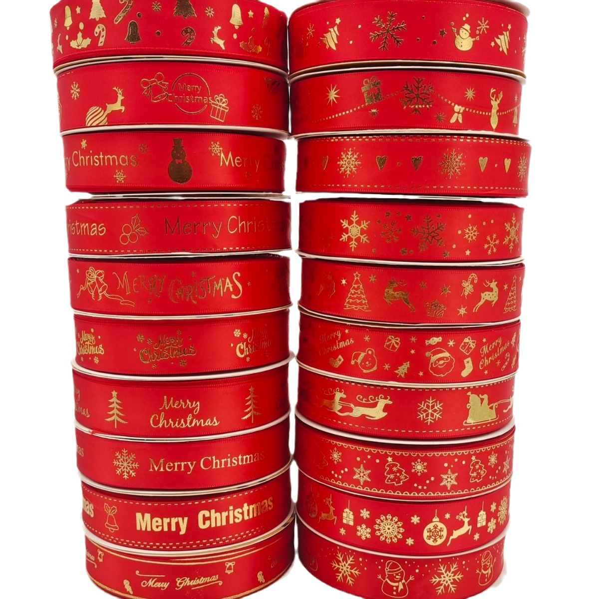 加密涤纶带热固烫金 圣诞丝带 圣诞装饰彩带 圣诞用丝带厂家直销