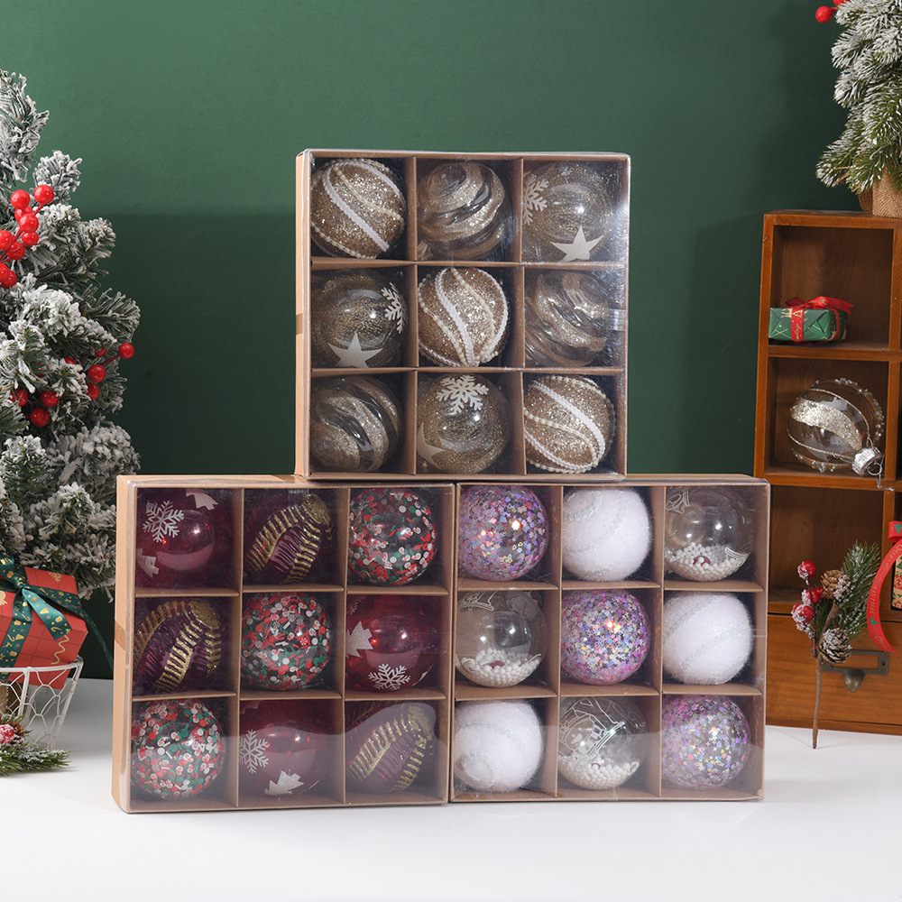 Decoración de Navidad de 8cm, bola de Navidad intermitente, galvanoplastia en color, exquisito colgante de árbol de Navidad, venta directa de fábrica