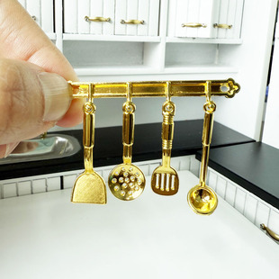 1:12 doll house dollhouse mini kitchen scene food play metal cooking tools spatula colander gold