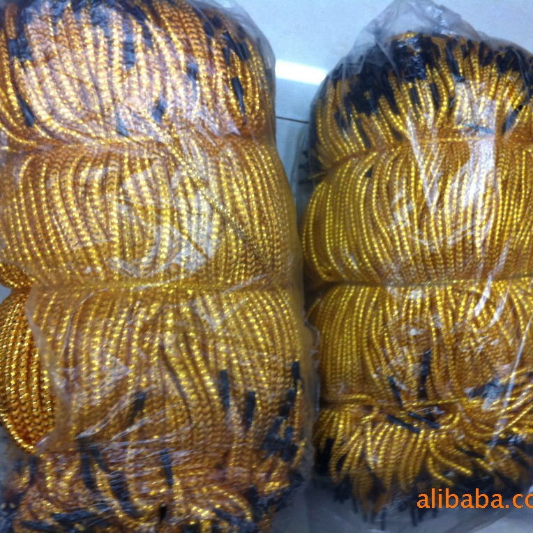 加粗超粗金线打头手提绳子大粗金丝绳酒盒纸袋用带黑色塑料片绳带