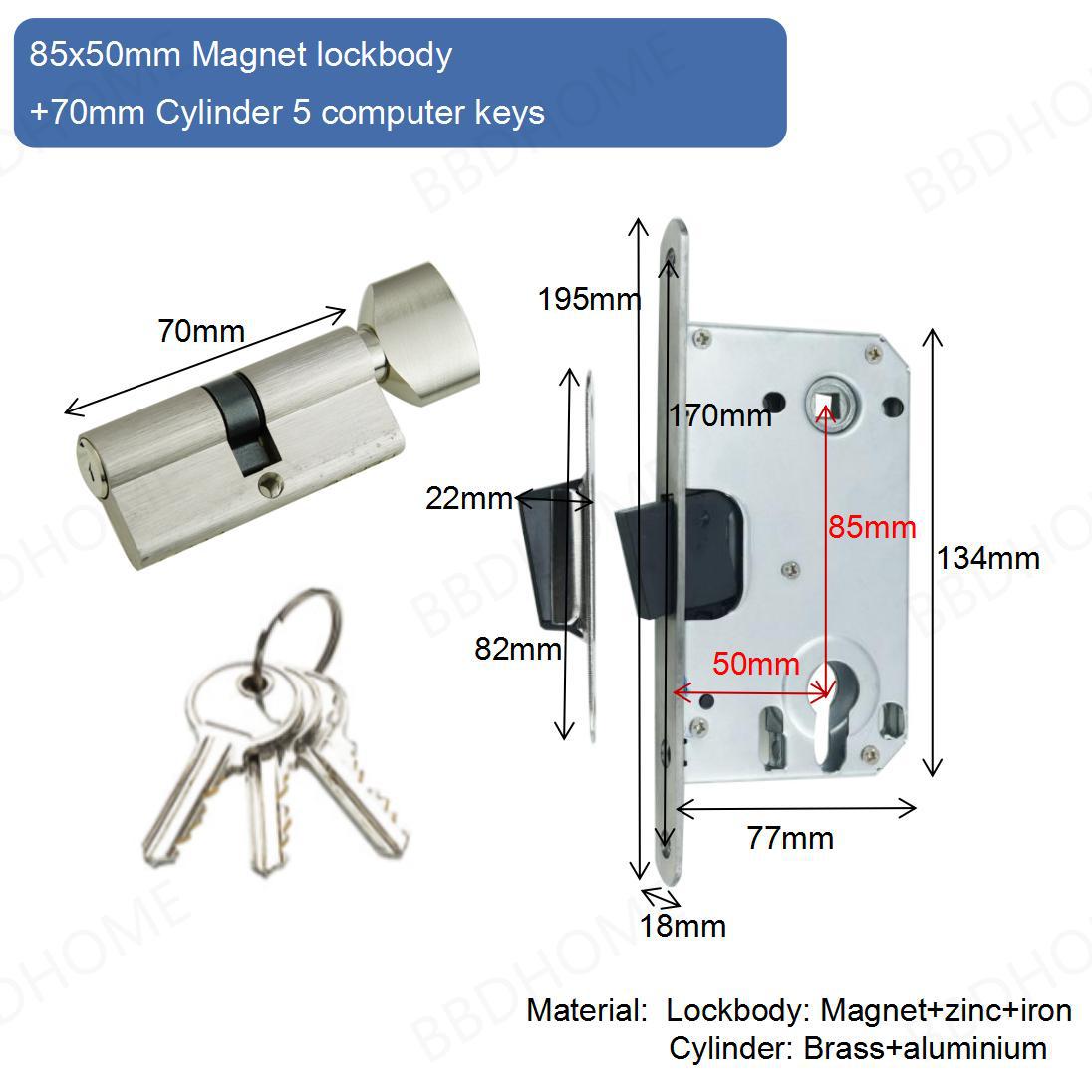 Ming Sheng Stainless Steel Separate Door Lock for Wooden Doors, Double Curved Single Curved Straight Wall 7-Segment Engineer's Handle Lock, Bedroom Fire Door Hardware