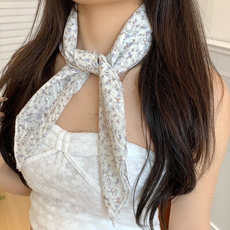 Buñuelo de seda de primavera y otoño nuevo buñuelo cuadrado de flores pequeñas buñuelo foto toque de cabeza pequeño cinturón de cabello fresco