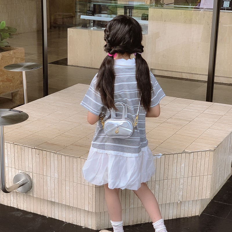 Coreano simple color sólido bolso de hombro para niños y niñas mini bolso de bebé lindo dulce bolso de arco para niños