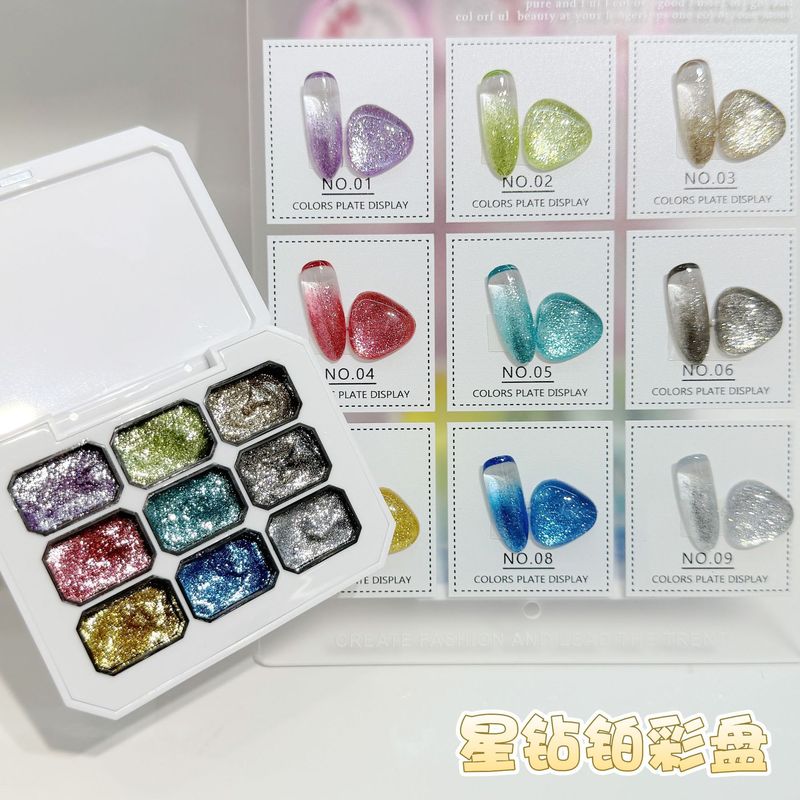 轻奢闪粉琉璃拍拍甲油胶2025新款美甲转印免洗彩绘晕染钢板印花胶|undefined
