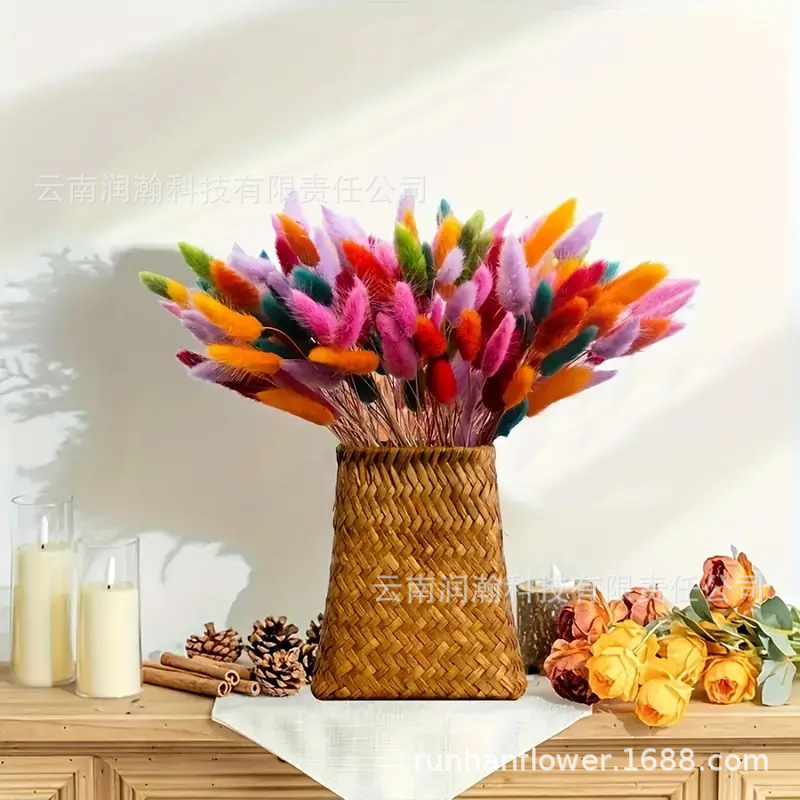 Cross-Border Exclusive Rabbit Tail Grass Hot-Selling Wholesale Home Decoration Photography Props Reed Fireworks Wedding