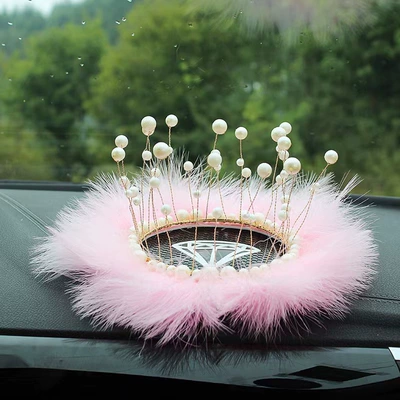 Large Feather Anti-Slip Mat Heart: Car ornaments - 06-pink-wool-mat-car-ornaments-anti-slip-mat