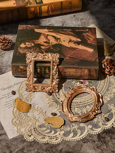 Mini Golden Photo Frame Shooting Props Ins Retro European Photo Frame Relief Nail Art Earrings Posing Props