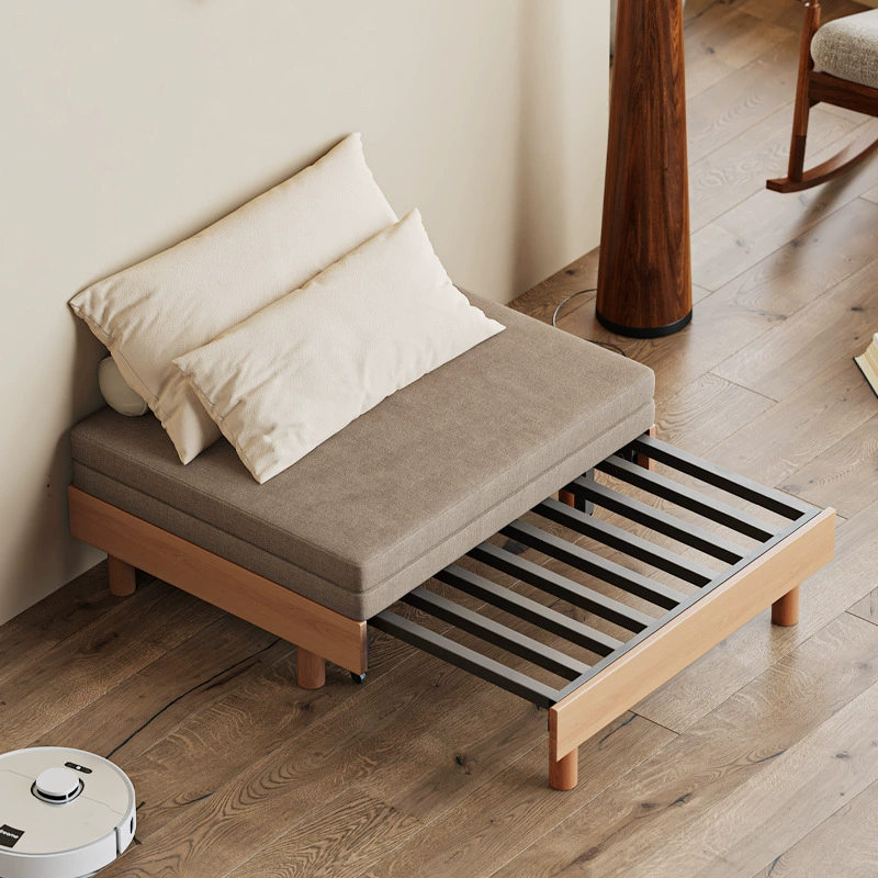 Выдвижной диван-кровать из цельного дерева для небольших квартир, многофункциональный раздвижной диван-кровать, односпальная складная телескопическая кровать татами